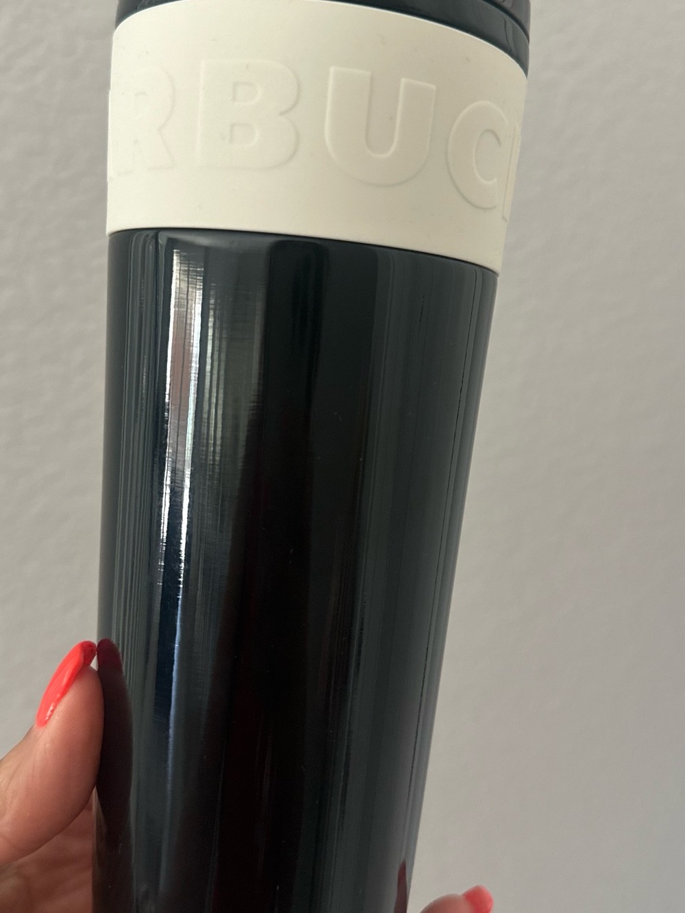Starbucks Black Tumbler with White Embossed Grip